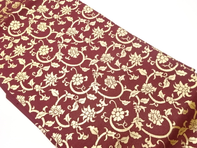 JAPANESE NAGOYA OBI / WOVEN FLOWER ARABESQUE